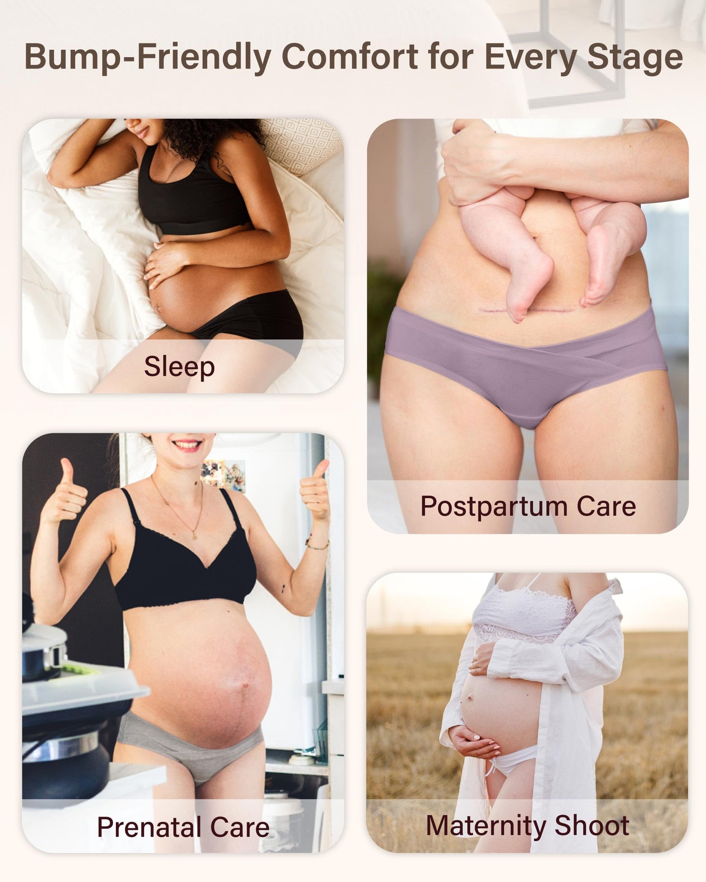 Intimate Portal Cotton Maternity Underwear Under the Bump Pregnancy Postpartum Bikini Panties