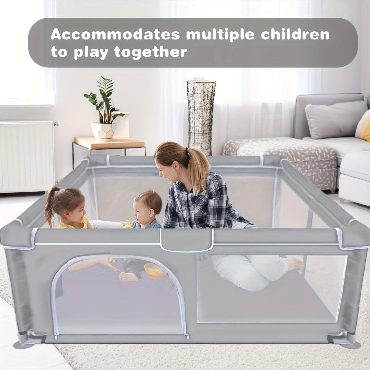 Baby Playpen for Babies and Toddlers 50"×50", Grey
