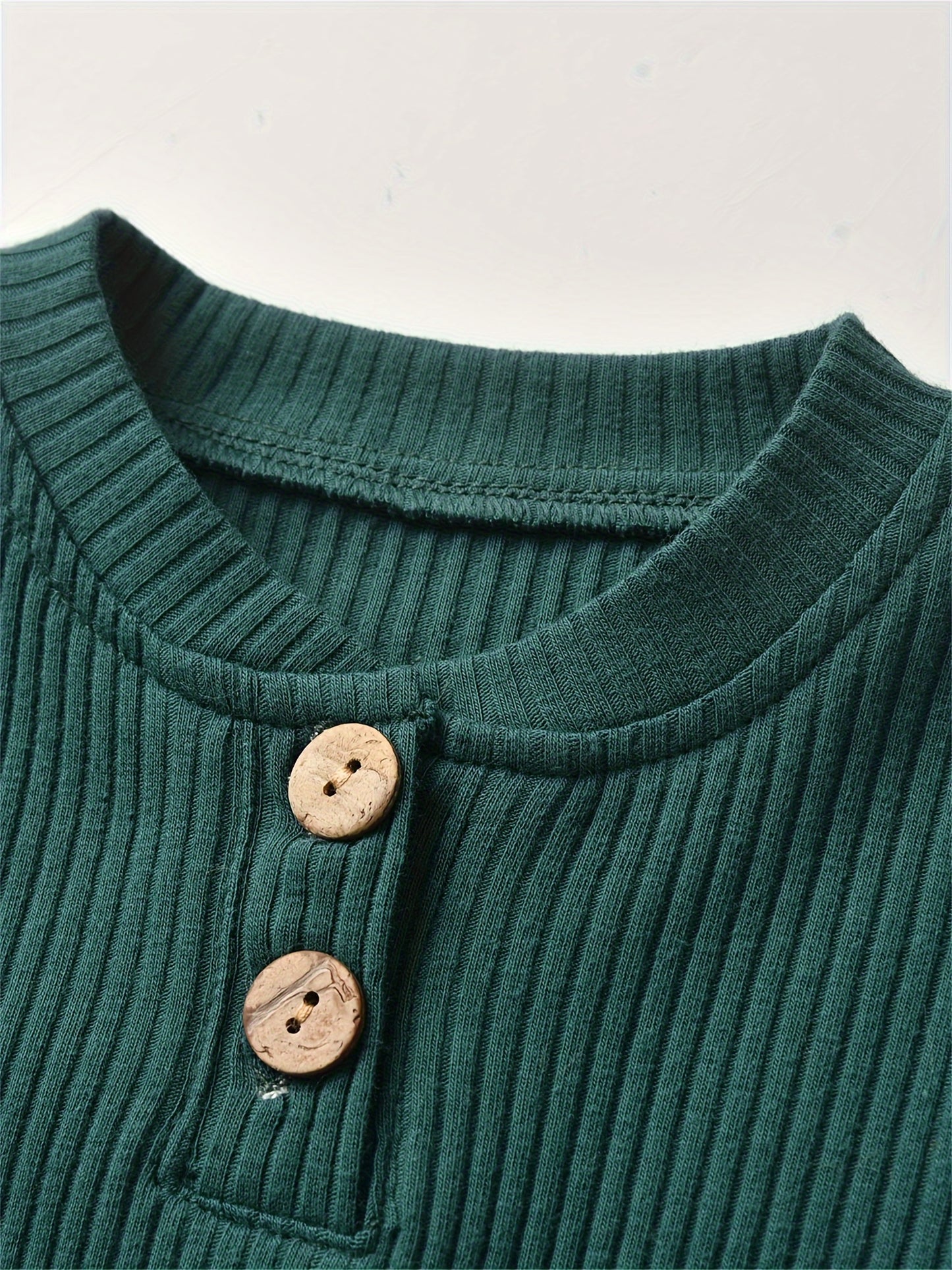 Long Sleeve Solid Color Ribbed Bodysuit And Pants Set