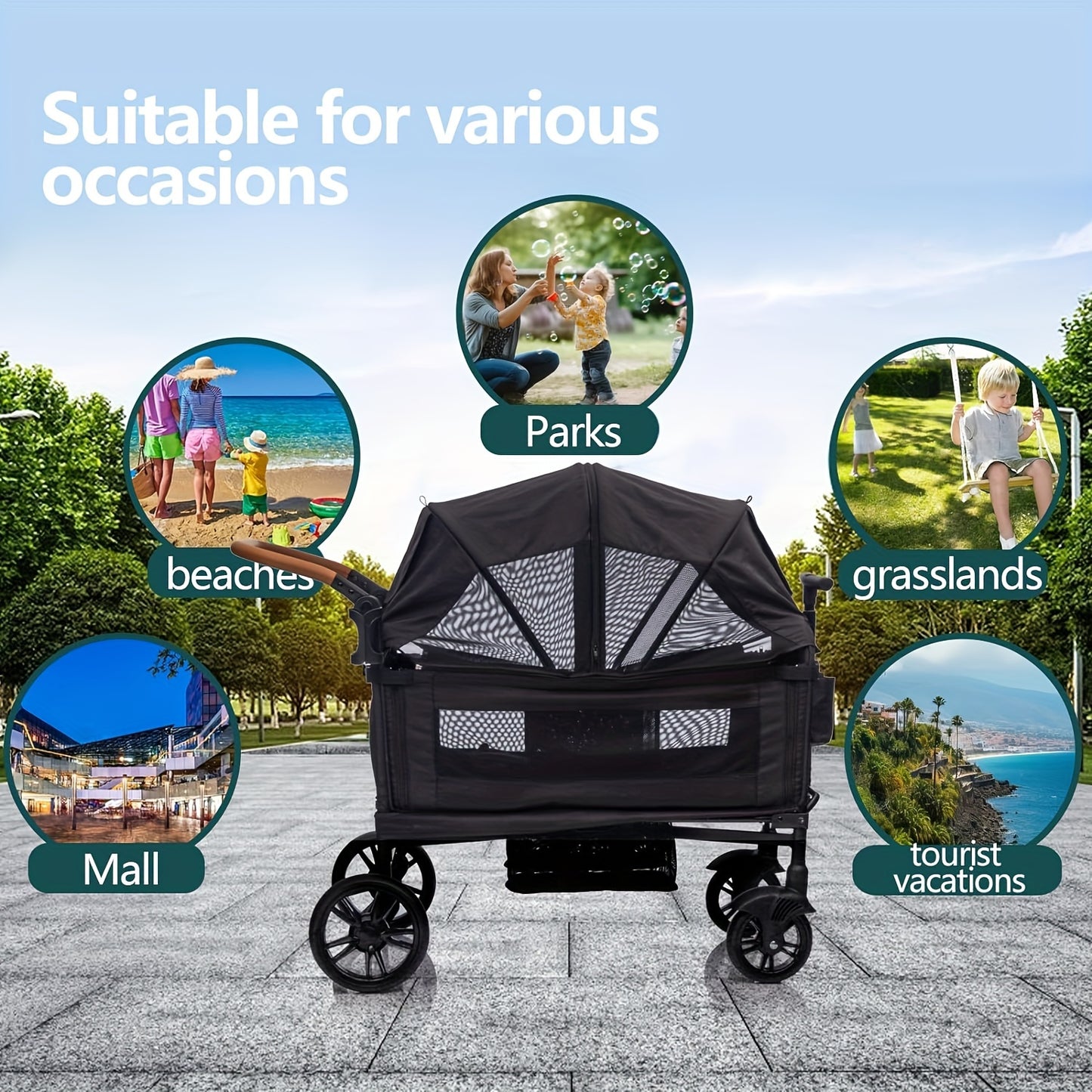 Wagon Stroller for 2 Kids & Cargo
