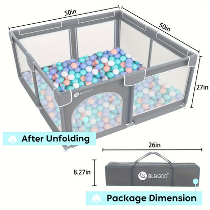 Baby Playpen for Babies and Toddlers 50"×50", Grey