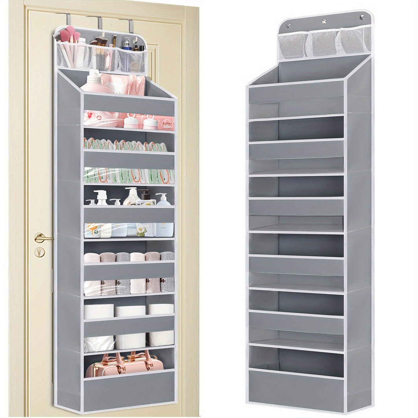 Over Door Hanging Organizer with 6 Large Capacity Pockets for Essentials Nursery Bedroom Bathroom