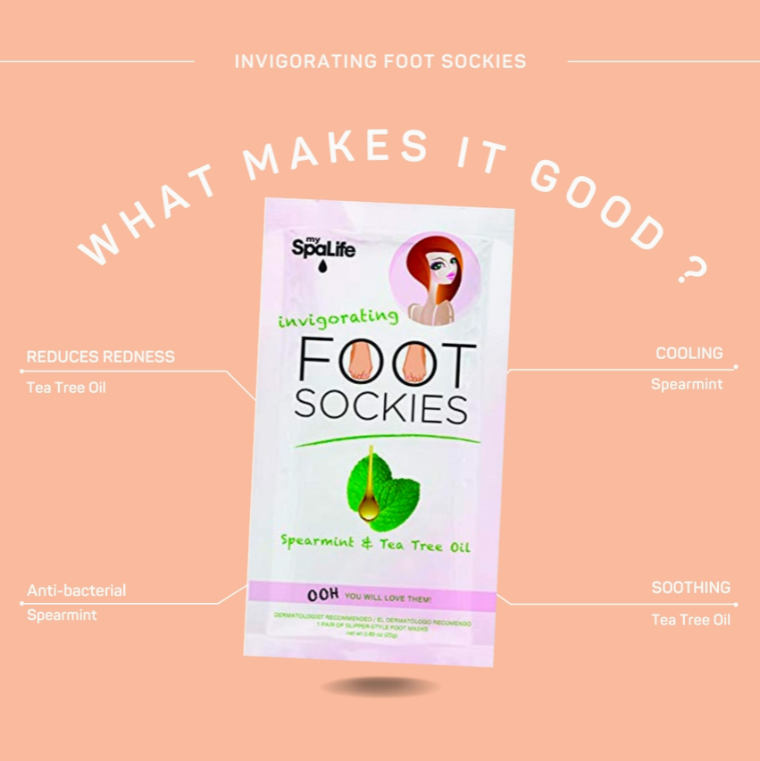 My Spa Life - Extra Moisturizing Spa Foot Masks | Spearmint & Tea Tree Oil