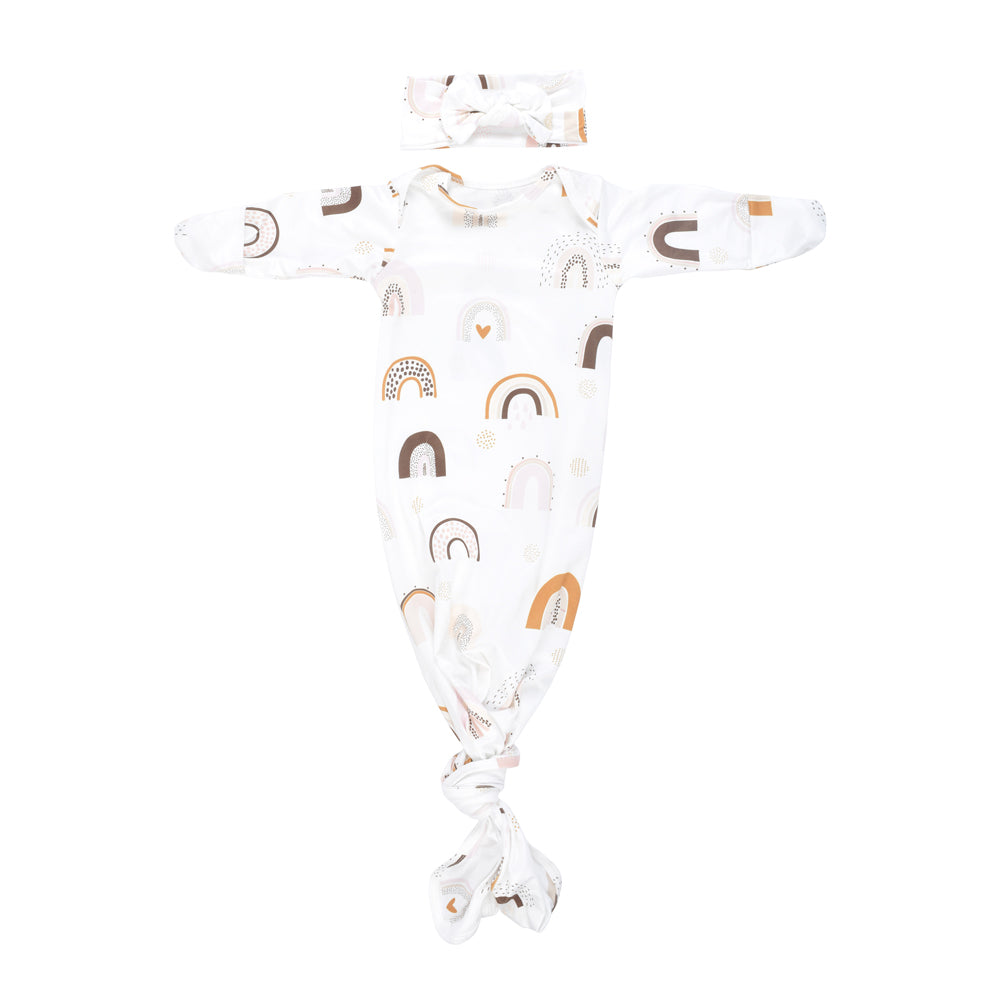 Rainbow Newborn Knotted Baby Gown