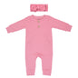Precious Pink Baby Ribbed Playsuit with pockets