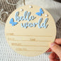 Hello World Wooden Baby Announcement Sign - Butterflies