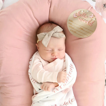 Hello World Wooden Baby Announcement Sign - Butterflies