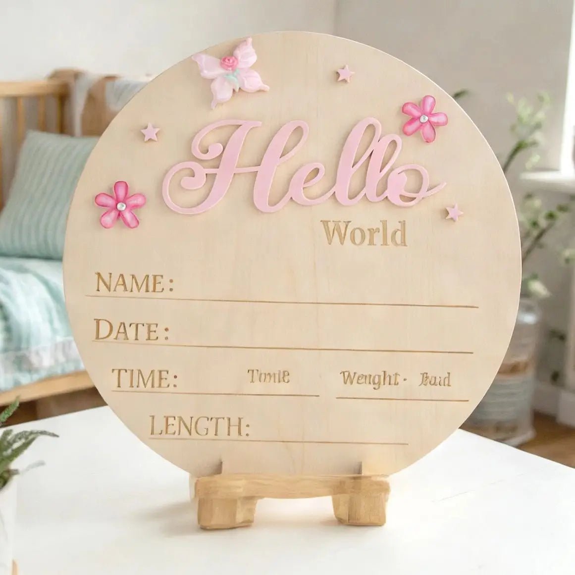 Hello World Newborn Birth Announcement Sign