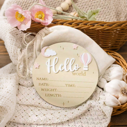 Hello World Newborn Birth Announcement Sign