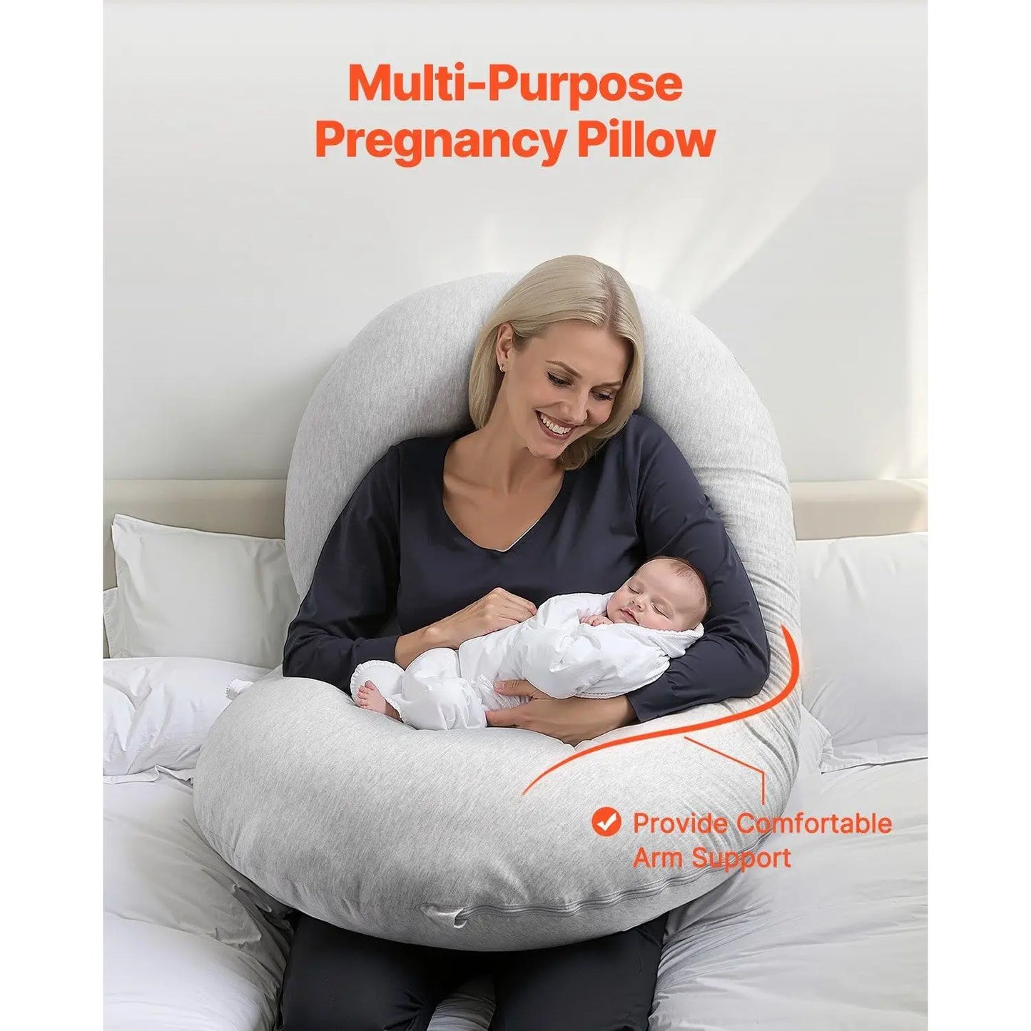 Ultra-Soft and Breathable C-Shaped Full Body Maternity Pillow for Pregnancy for Comfort and Support