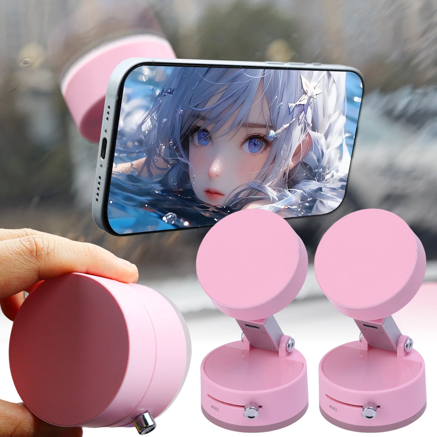 Magnetic Suction Cup Phone Mount Double Sided Phone Holder For Car/Gym/Mirror