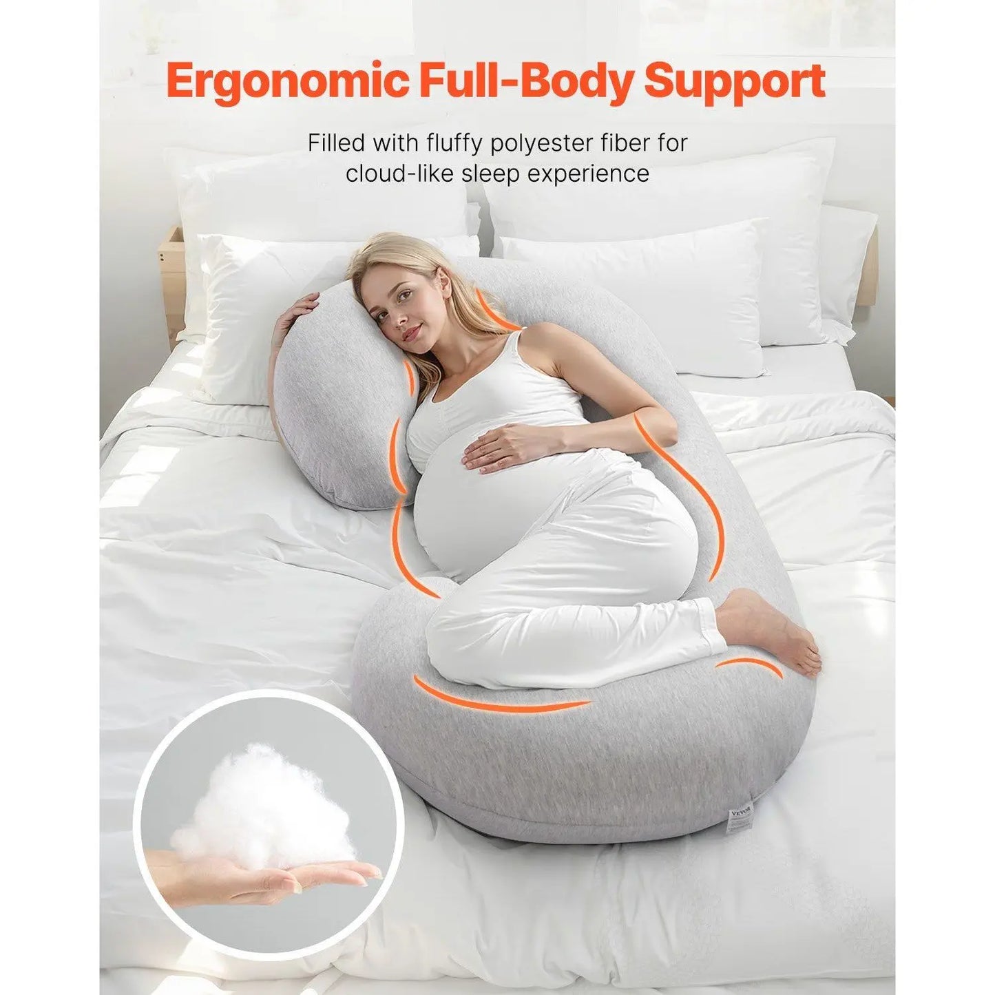 Ultra-Soft and Breathable C-Shaped Full Body Maternity Pillow for Pregnancy for Comfort and Support