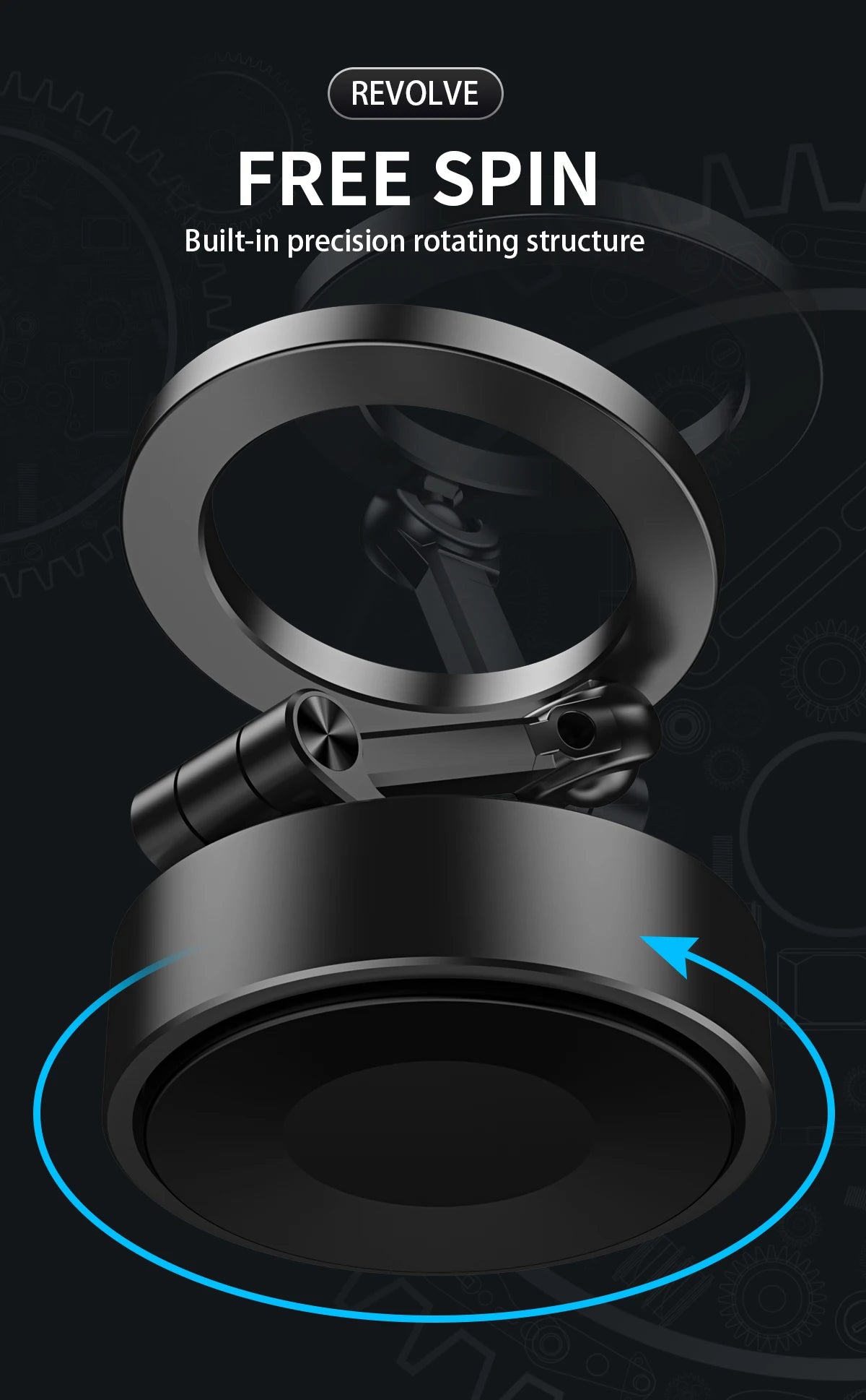 Double Sided Car Phone Holder Magnetic Vacuum with Wireless Charger 360 degree