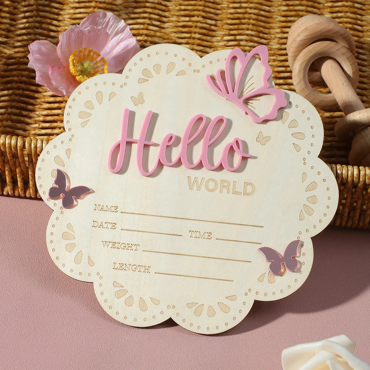 Hello World Newborn Birth Announcement Sign