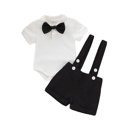 Baby Boy - Mini Gentleman Short Sleeve Shirt + Short Pants Summer Fashion 2 Pcs Set