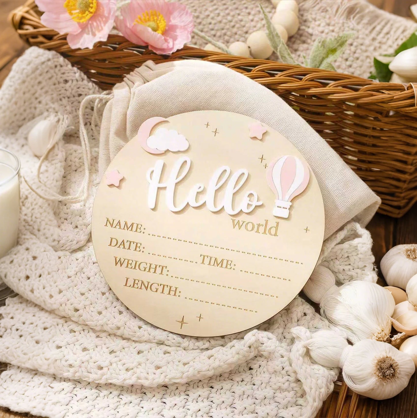Hello World Newborn Birth Announcement Sign