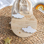 Hello World Hanging Wooden Birth Announcement Sign - Stars & Clouds