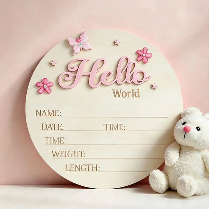 Hello World Newborn Birth Announcement Sign