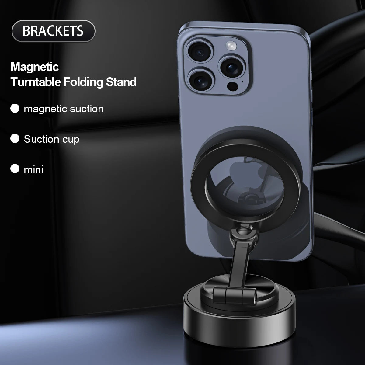 Double Sided Car Phone Holder Magnetic Vacuum with Wireless Charger 360 degree