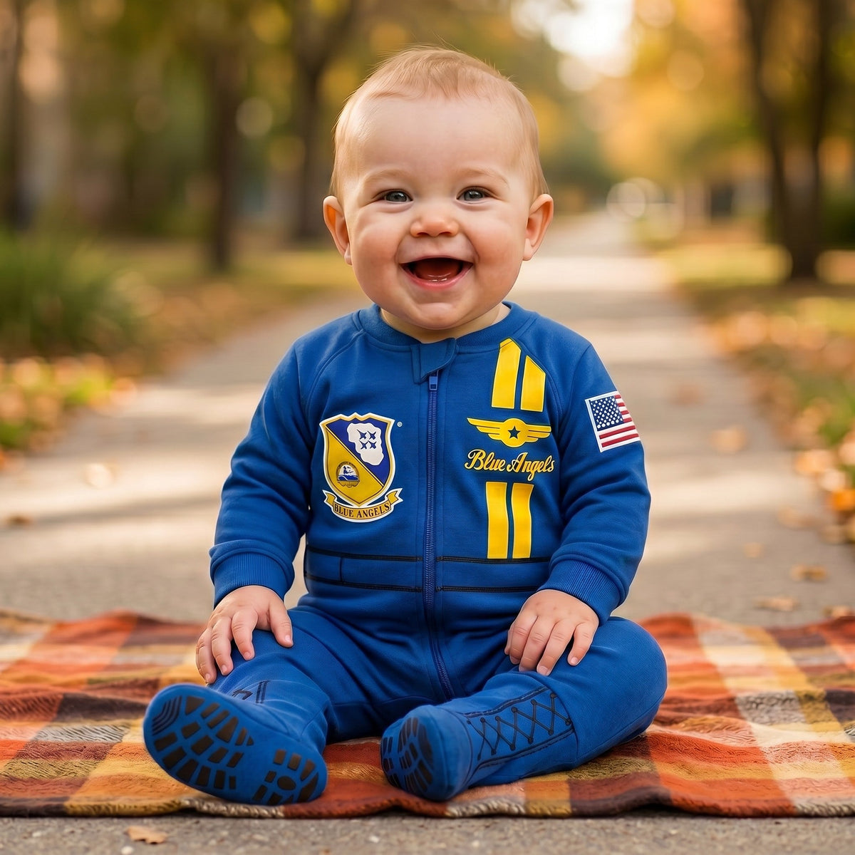 Blue Angels Flight Suit Baby Crawler - 0-3M