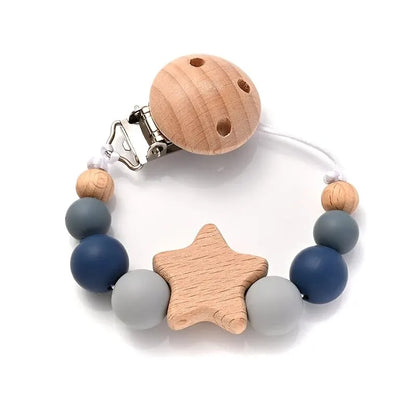 Wood & Silicone Pacifier Chain Clips