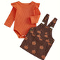 2pcs Pumpkin Baby Girl Romper And Corduroy Skirt