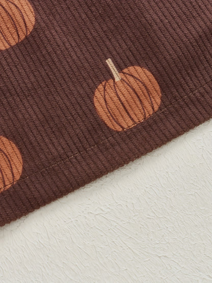 2pcs Pumpkin Baby Girl Romper And Corduroy Skirt