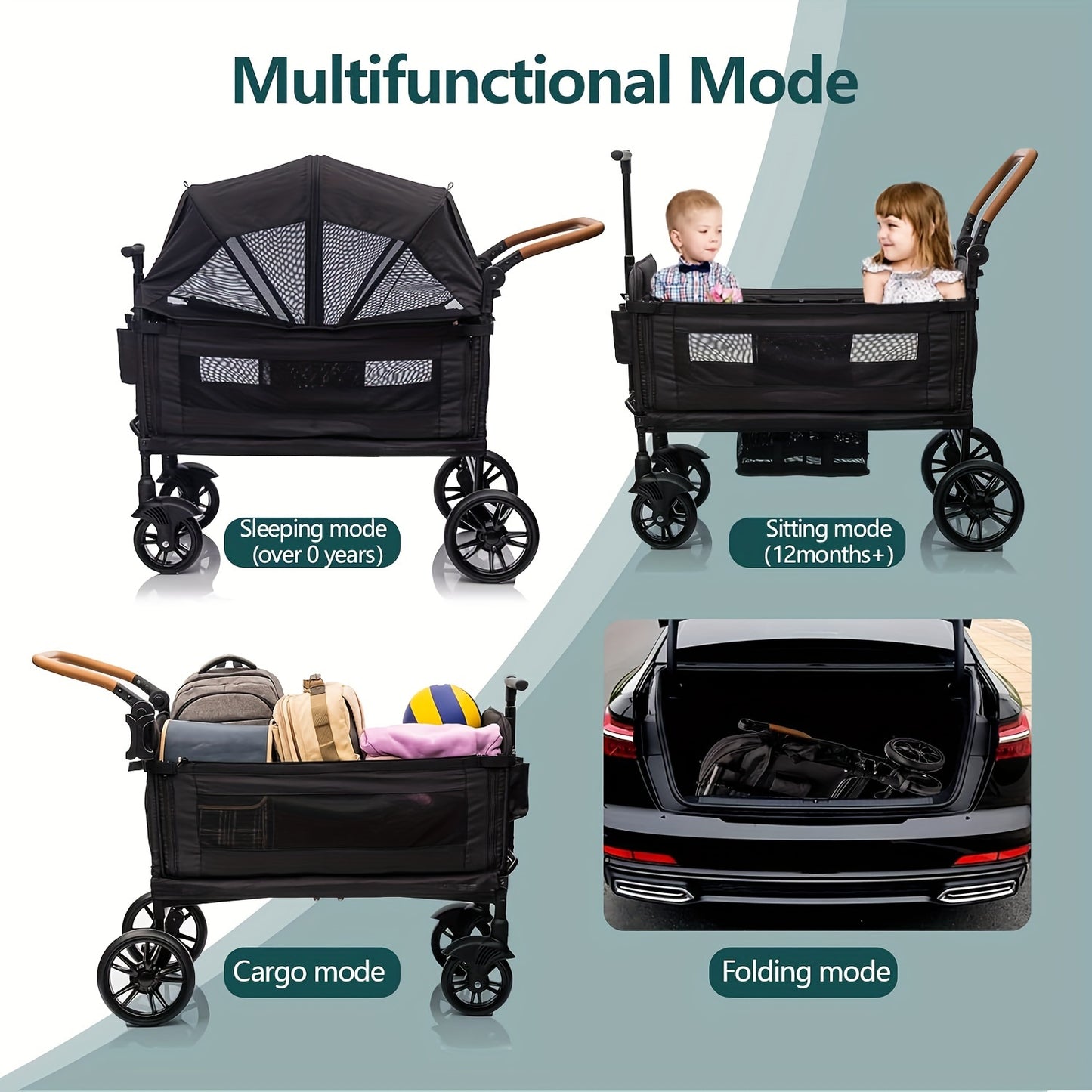 Wagon Stroller for 2 Kids & Cargo