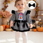 Baby Girl Halloween Romper Dress with Pumpkin & Ghost Pattern