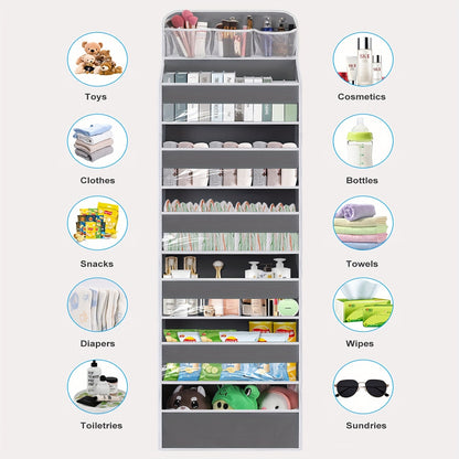 Over Door Hanging Organizer with 6 Large Capacity Pockets for Essentials Nursery Bedroom Bathroom