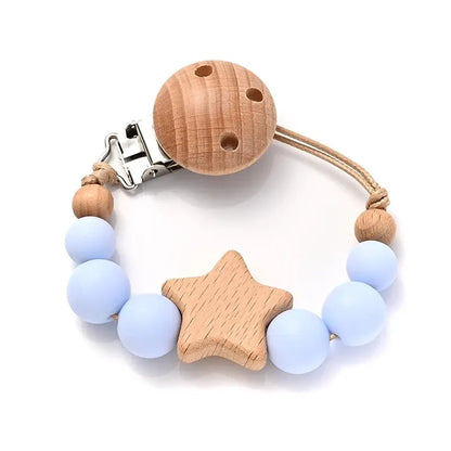 Wood & Silicone Pacifier Chain Clips
