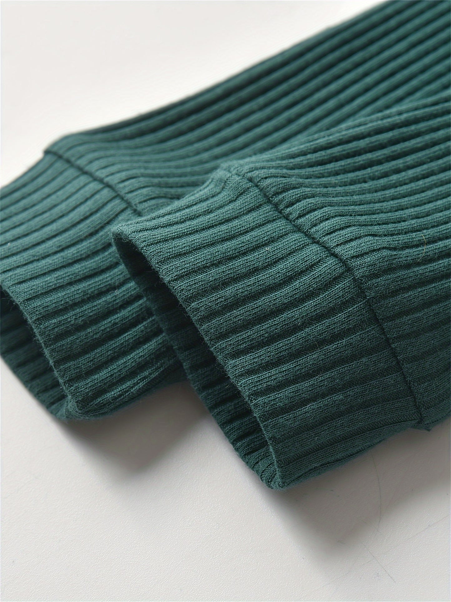 Long Sleeve Solid Color Ribbed Bodysuit And Pants Set